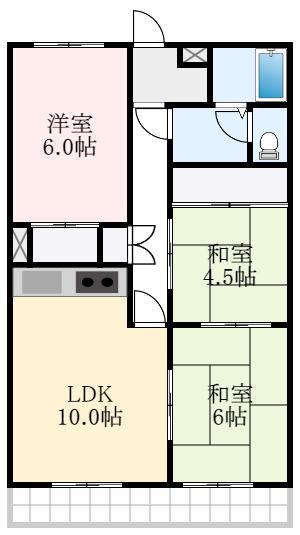 野浦ハイツ(3LDK/3階)の間取り写真