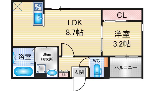 ハーモニーテラス呼続IV(1LDK/1階)の間取り写真