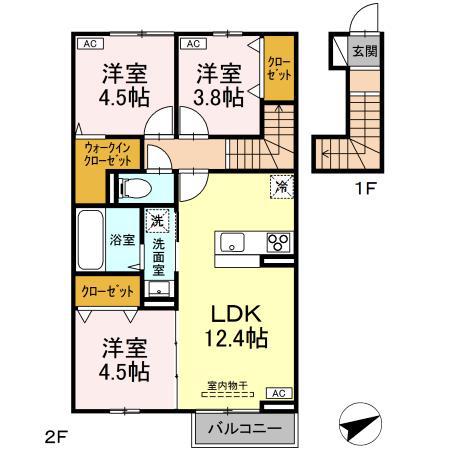 プランドール イサコ(3LDK/2階)の間取り写真