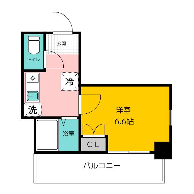 マンション花房(1K/7階)の間取り写真