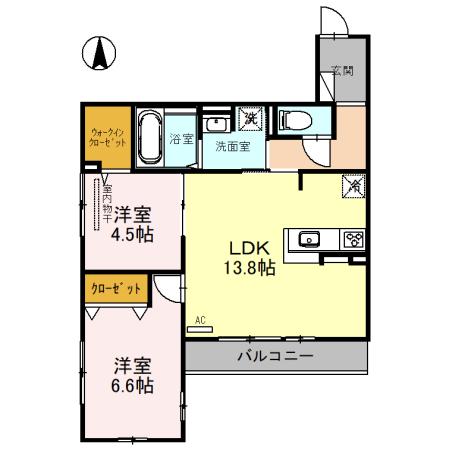 D-ROOM南塚口(2LDK/2階)の間取り写真