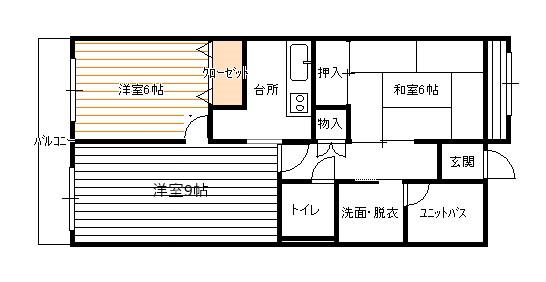 メゾン長喜城(2LDK/6階)の間取り写真