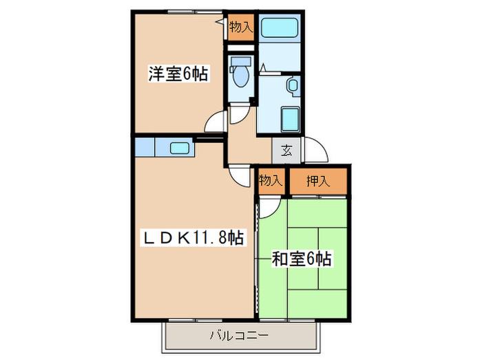 サンシャインA(2LDK/2階)の間取り写真