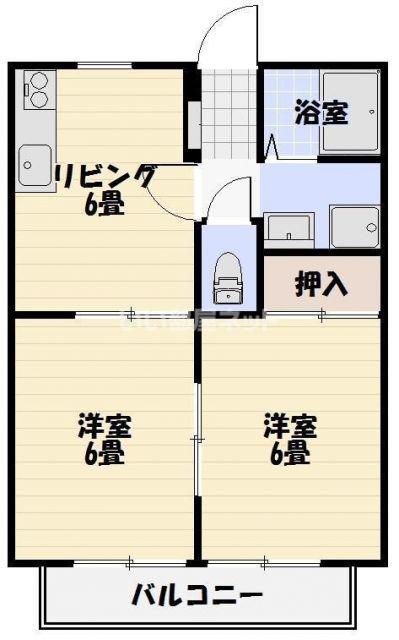 ビーラインNVII(2DK/2階)の間取り写真