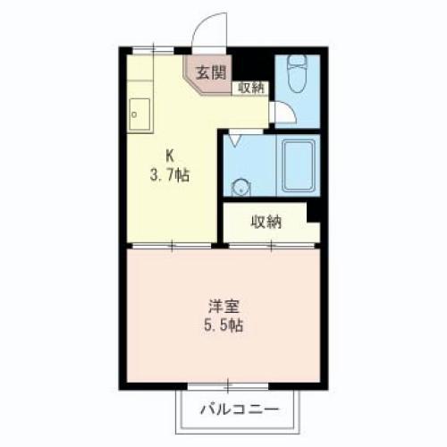 宮前ユーハイツ(1K/2階)の間取り写真