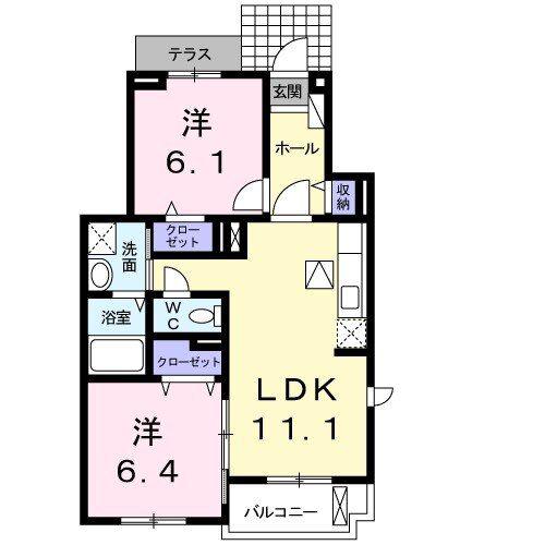 レジデンス大和I(2LDK/1階)の間取り写真
