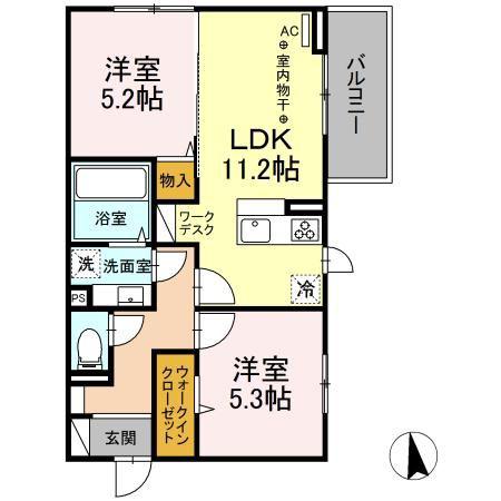 ステーション K(2LDK/3階)の間取り写真