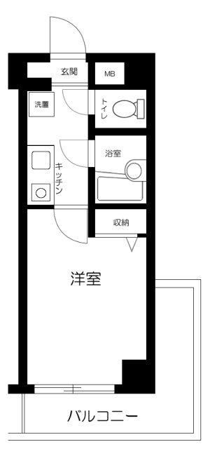 菱和パレス高輪台(1K/2階)の間取り写真