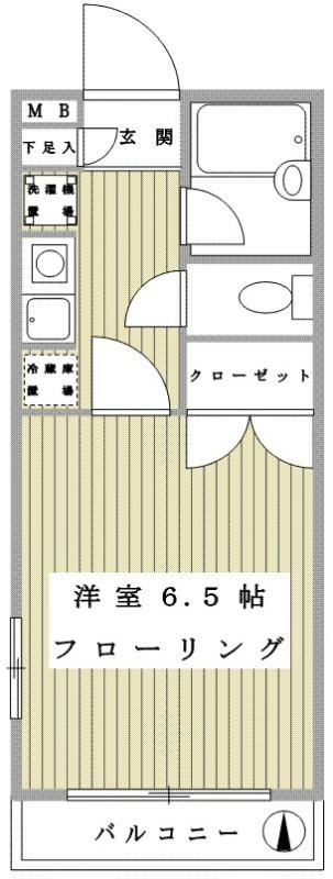 フローラマツノII(1K/2階)の間取り写真