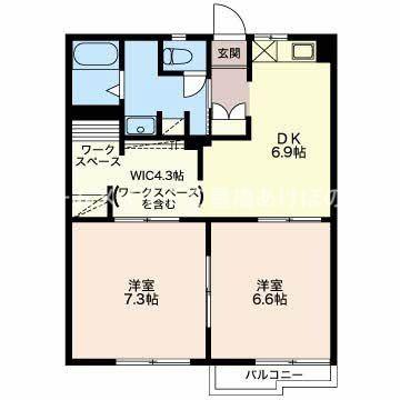タウニィ神ノ輪 B(2DK/2階)の間取り写真