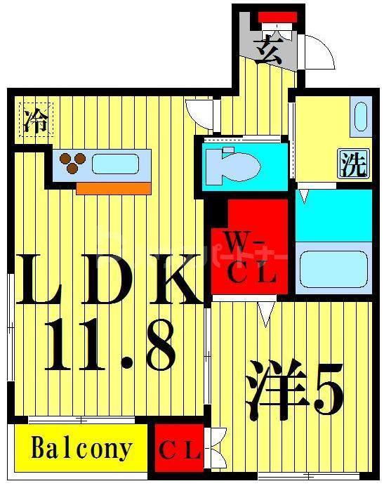 カーサフェリス(1LDK/1階)の間取り写真