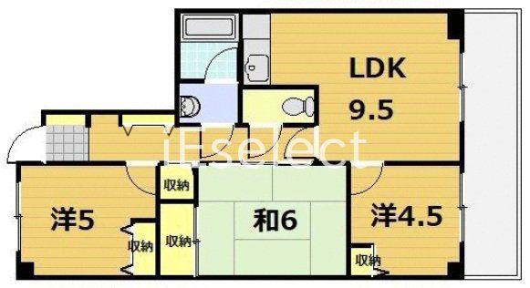 プラザ園生(3LDK/5階)の間取り写真
