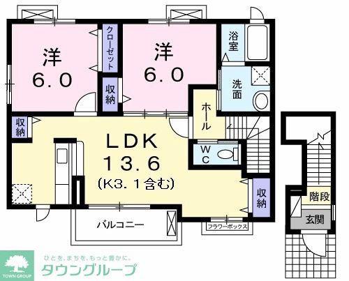ウィステリア西砂III(2LDK/2階)の間取り写真
