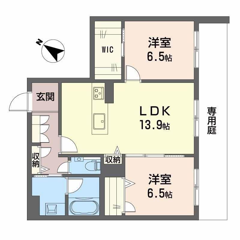 地下鉄名城線 西高蔵駅 徒歩2分 4階建 新築(2LDK/1階)の間取り写真