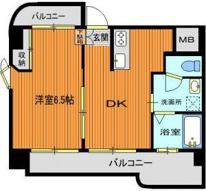 Yビル(1DK/5階)の間取り写真