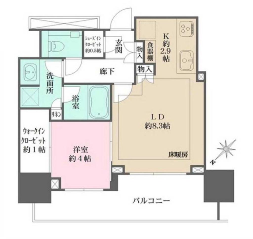 ザ・パークハウス日本橋蛎殻町(1LDK/2階)の間取り写真