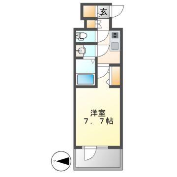 エスリード栄クロスシティ(1K/9階)の間取り写真