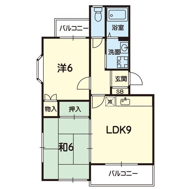 パークサイドRTII(2LDK/2階)の間取り写真