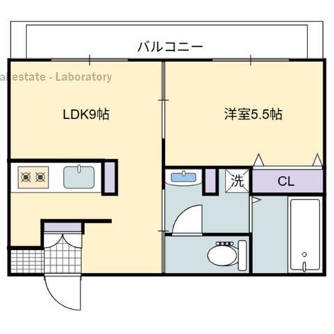 長友ビル(1LDK/2階)の間取り写真