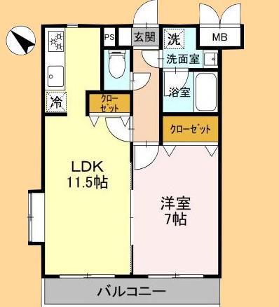 リラッサーレ I(1LDK/1階)の間取り写真