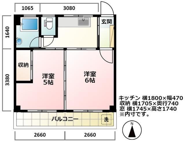 堤マンション(2K/4階)の間取り写真