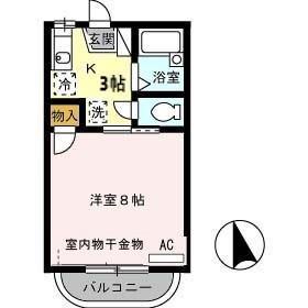 ヤングユーカリ(1K/2階)の間取り写真