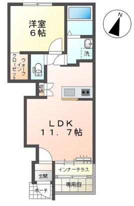 田代新町アパート(1LDK/1階)の間取り写真