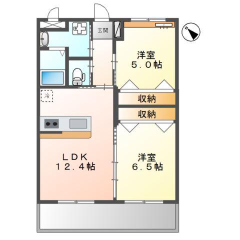ルミナスパレス上田原(2LDK/2階)の間取り写真