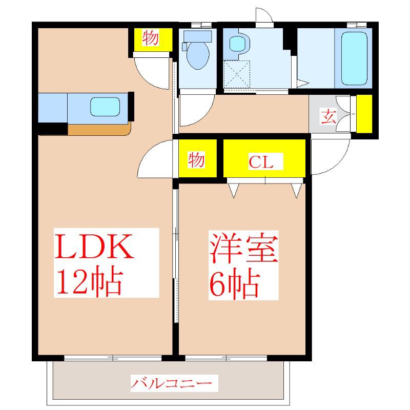 フレーズ(1LDK/2階)の間取り写真