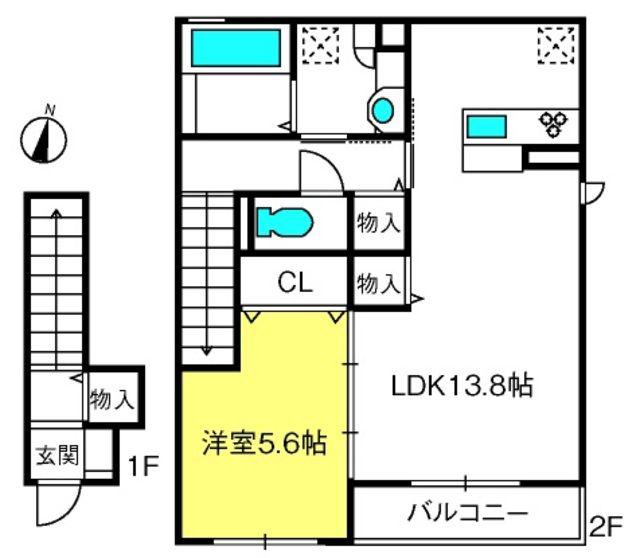 フレシール西大宮II(1LDK/2階)の間取り写真