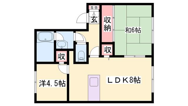 ハイツ熊見II(2LDK/1階)の間取り写真