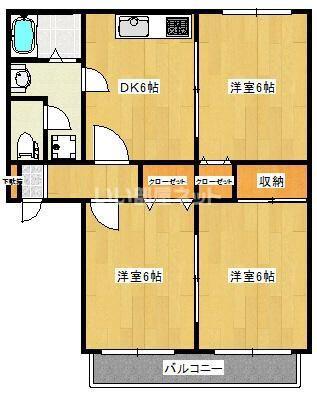 セジュール高崎D棟(3DK/1階)の間取り写真