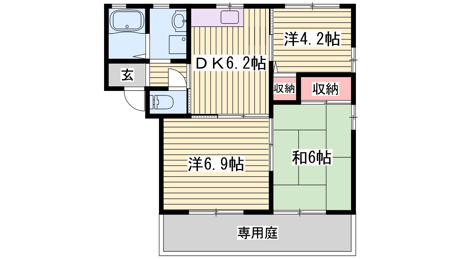 ディアス花北A(3DK/2階)の間取り写真