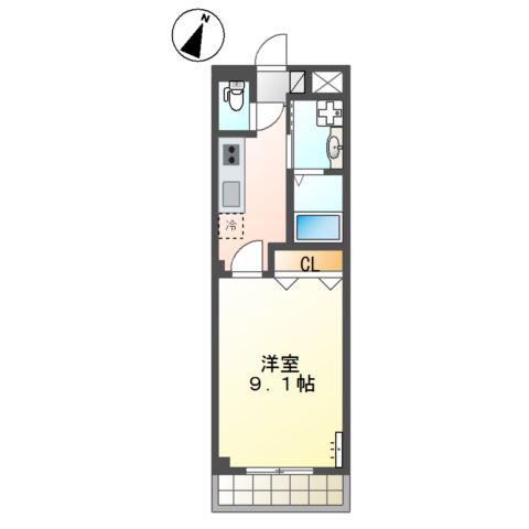 ラァマテラス(1K/2階)の間取り写真