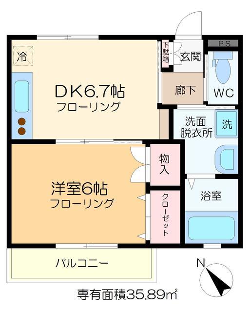 サンフェリーチェ 新小岩(1DK/2階)の間取り写真