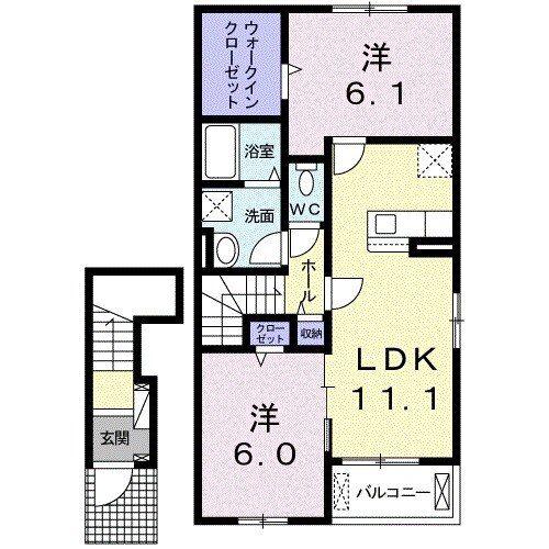 エベントIII(2LDK/2階)の間取り写真