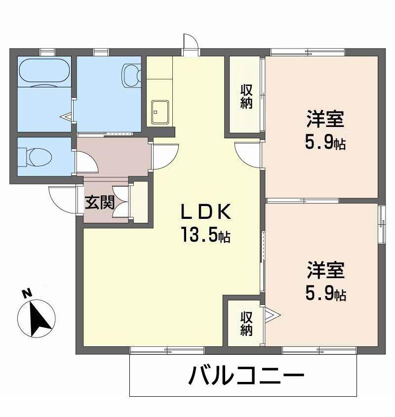 ディアス中島A(2LDK/2階)の間取り写真