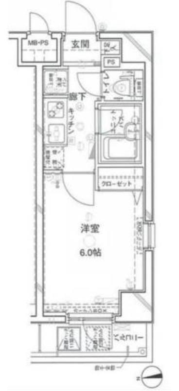 ステージグランデ南麻布(1K/8階)の間取り写真
