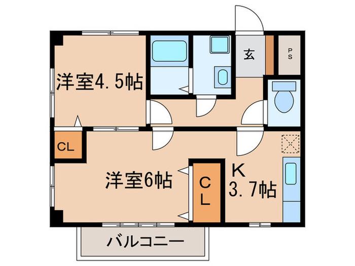 ASOBIーPALACE小牧中央(2K/1階)の間取り写真