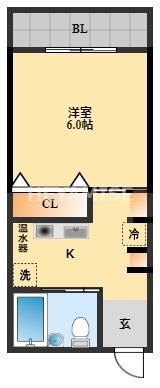 弁天ヒルズ(1K/4階)の間取り写真