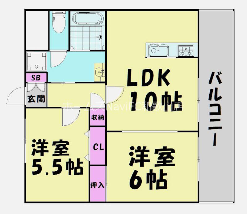 リーゼンラート森(2LDK/7階)の間取り写真