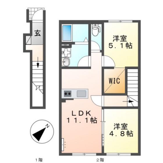 レミエ上平良(2LDK/2階)の間取り写真
