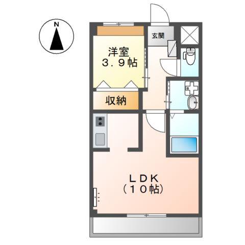 アリエル(1LDK/1階)の間取り写真