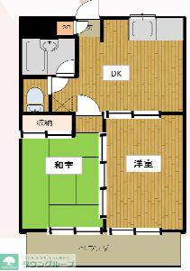 サンライズパーク上小町(2DK/2階)の間取り写真