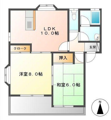 メゾンDEアヴェニールB(2LDK/1階)の間取り写真
