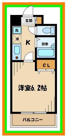 ドミール府中(1K/7階)の間取り写真