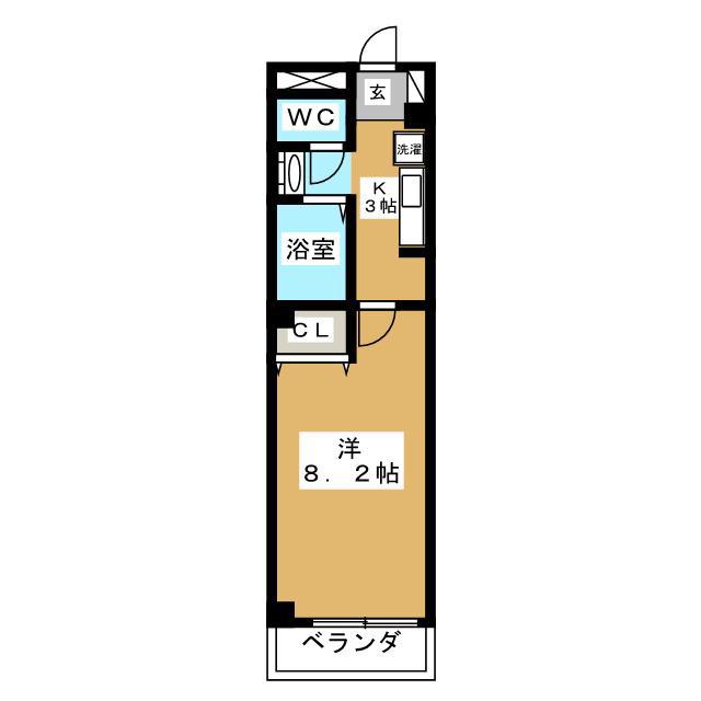 エクストリーム(1K/3階)の間取り写真