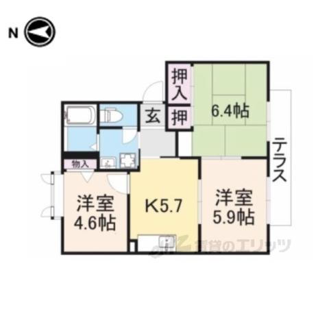 コスモス結崎C(3K/2階)の間取り写真