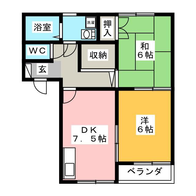 Mグレイス(2DK/2階)の間取り写真