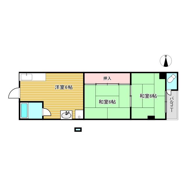西有紀マンション(2DK/1階)の間取り写真